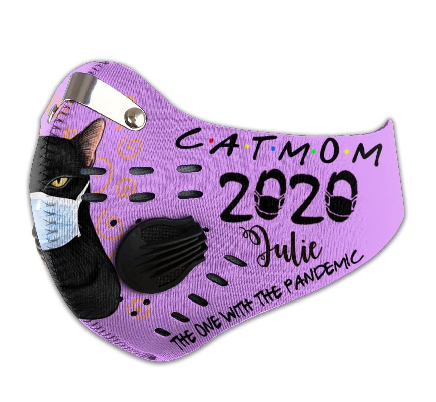Personalized cat mom the one with the pandemic carbon pm 2,5 face mask 4