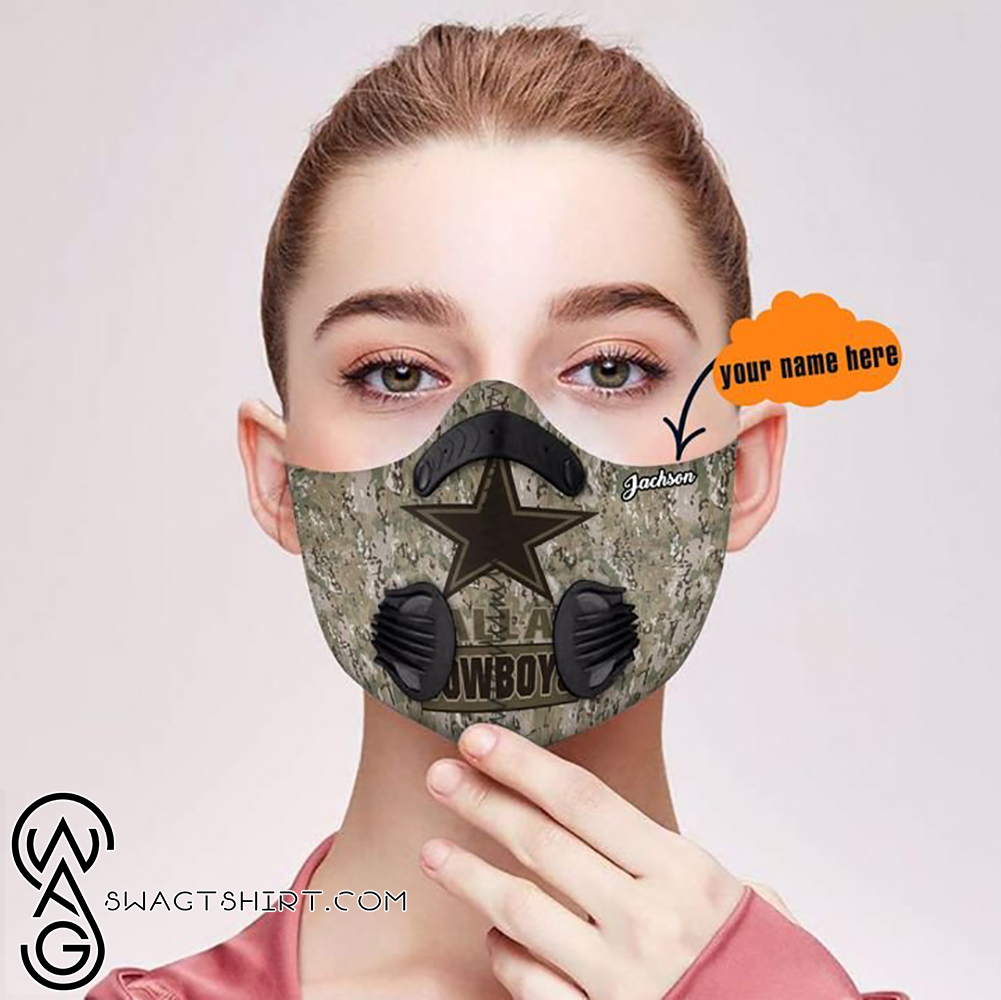 Personalized dallas cowboys camo filter activated carbon face mask