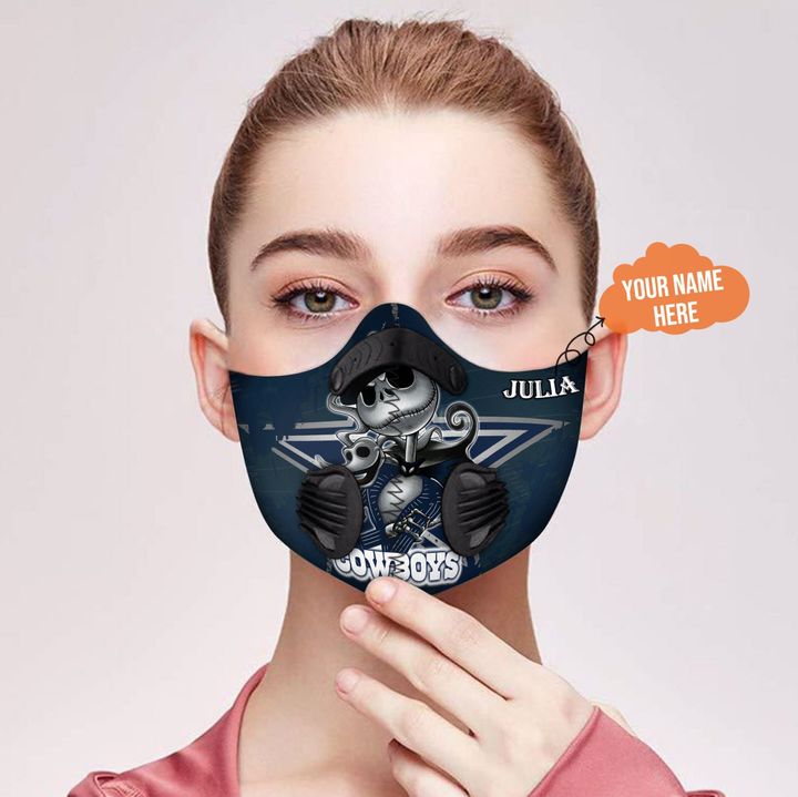 Personalized dallas cowboys jack skellington filter activated carbon face mask 3