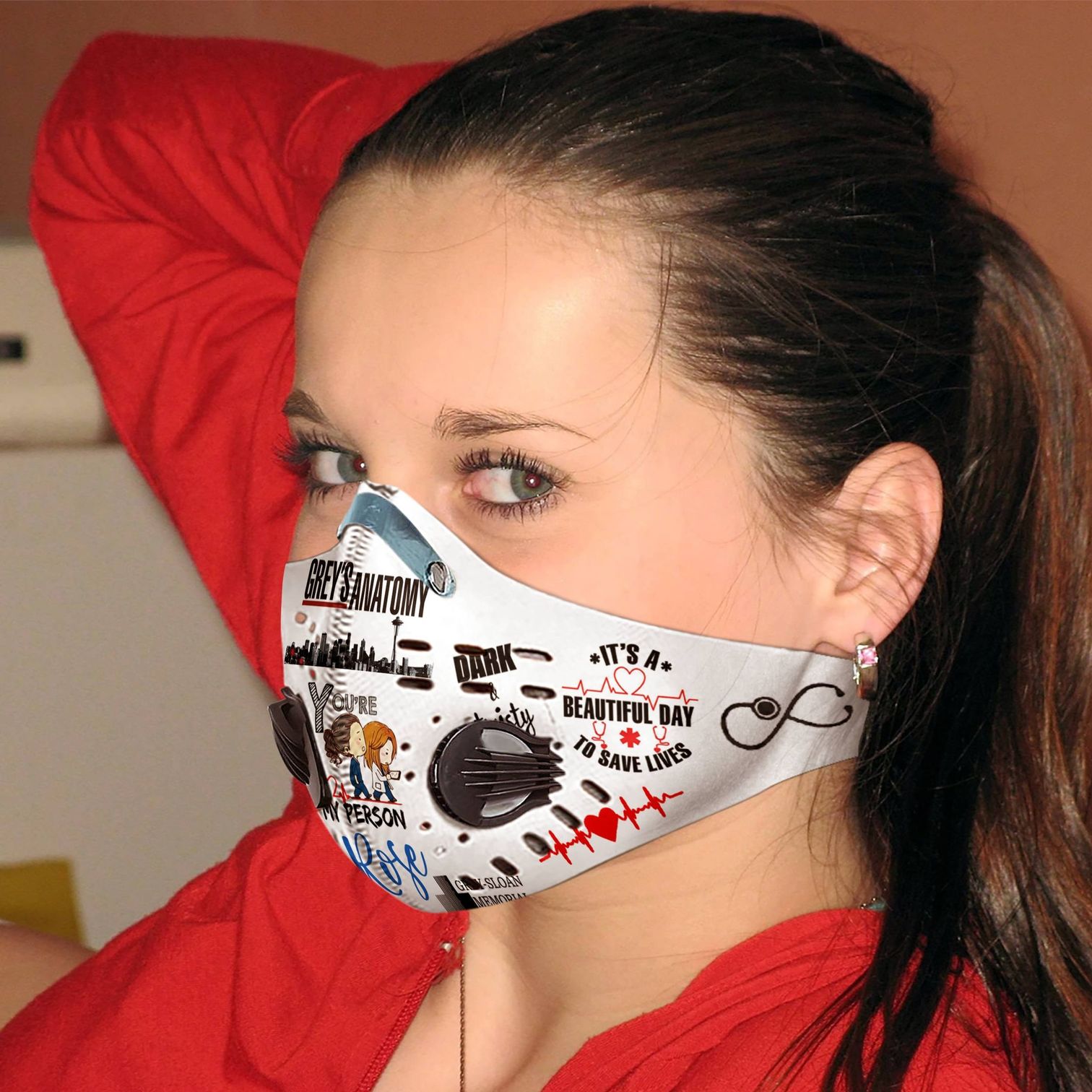 Personalized grey's anatomy carbon pm 2,5 face mask 4