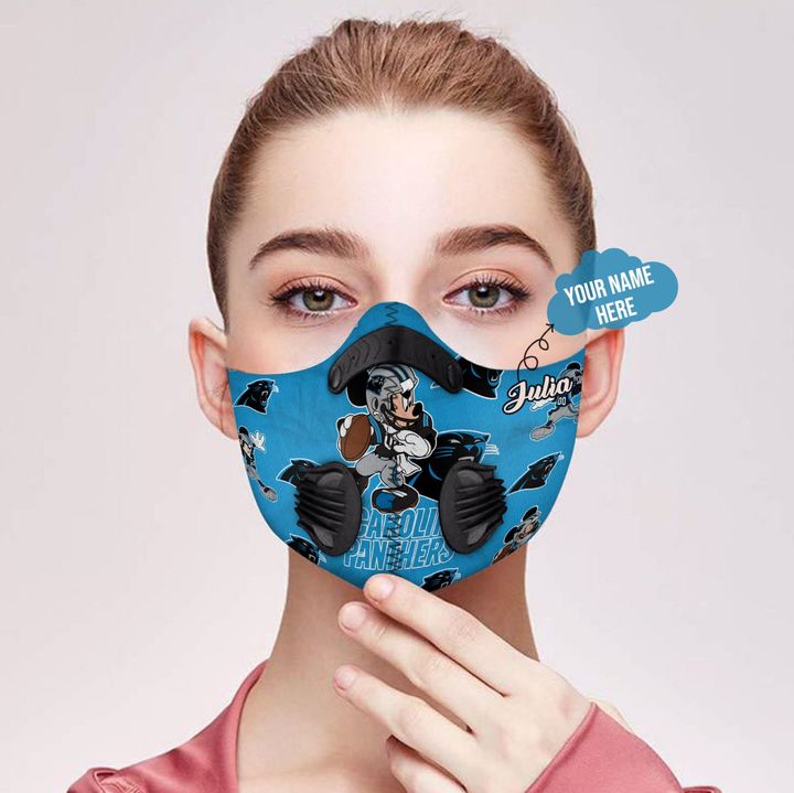Personalized mickey mouse carolina panthers filter activated carbon face mask 1