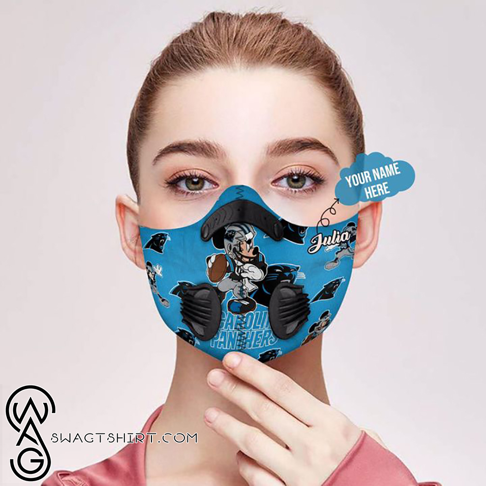 Personalized mickey mouse carolina panthers filter activated carbon face mask