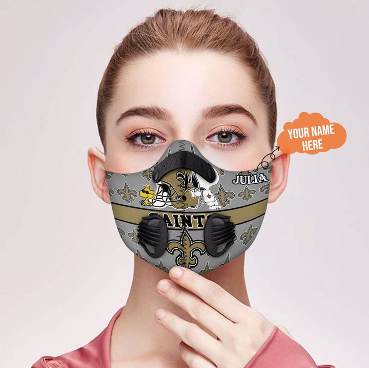 Personalized new orleans saints snoopy filter activated carbon face mask 1
