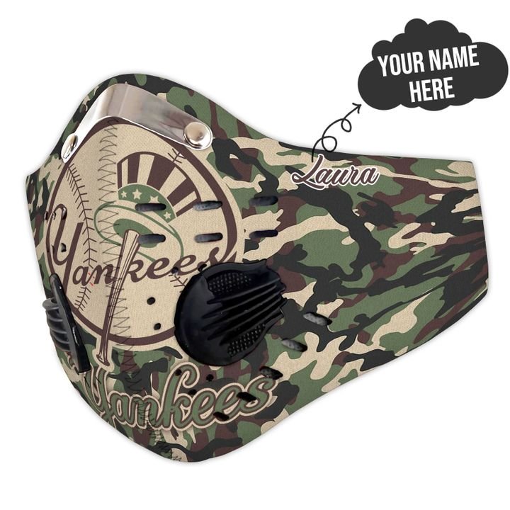 Personalized new york yankees camo filter activated carbon face mask 2