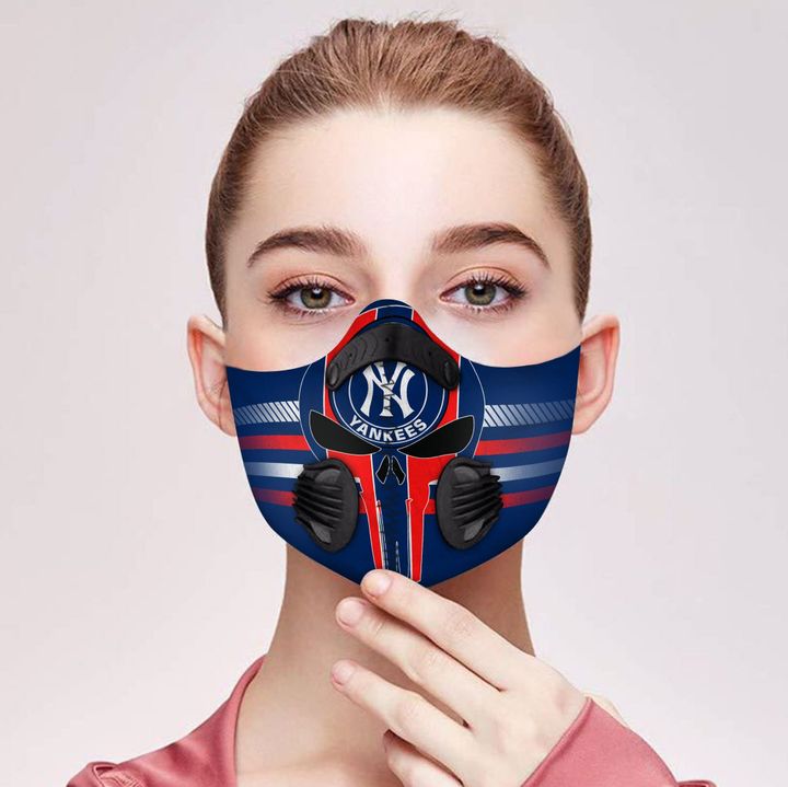 Personalized new york yankees logo filter activated carbon face mask 1
