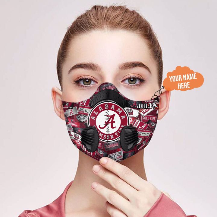 Personalized nfl alabama crimson tide team filter activated carbon face mask 2