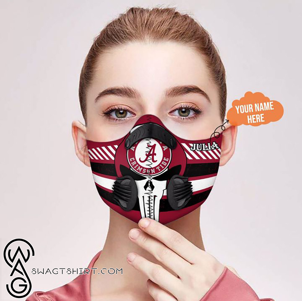 Personalized nfl alabama crimson tide team skull filter activated carbon face mask