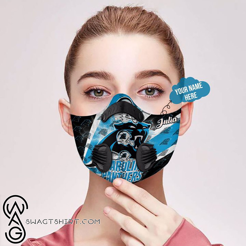 Personalized nfl carolina panthers logo filter activated carbon face mask
