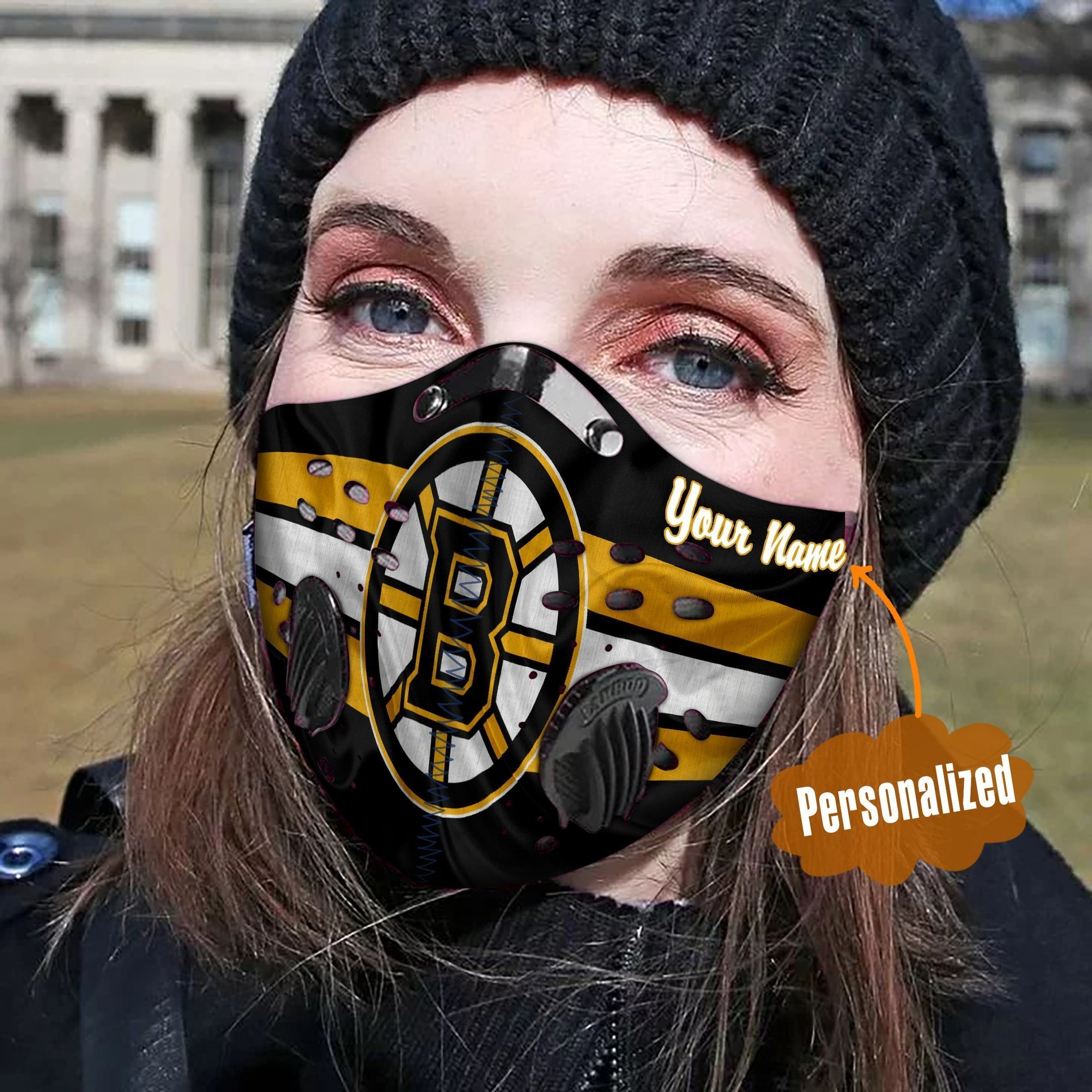 Personalized nhl boston bruins filter activated carbon face mask 4