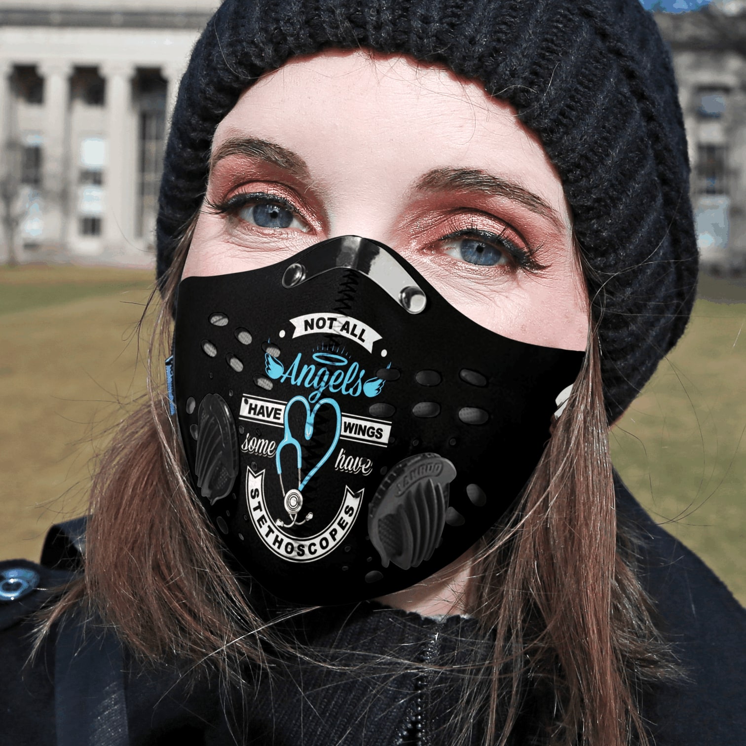 Personalized not all angels have wings strong nurse carbon pm 2,5 face mask 1