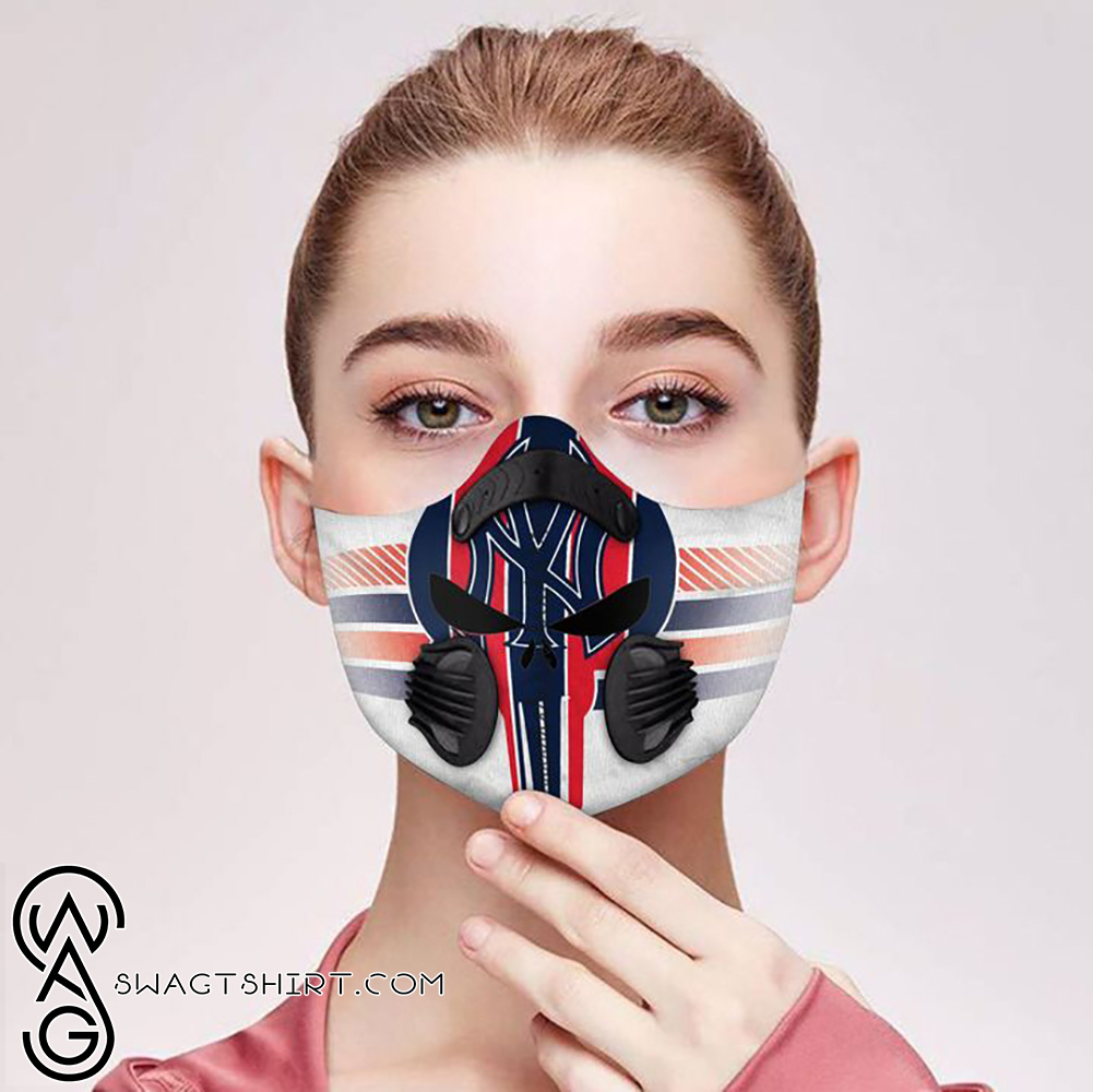 Personalized skull new york yankees filter activated carbon face mask