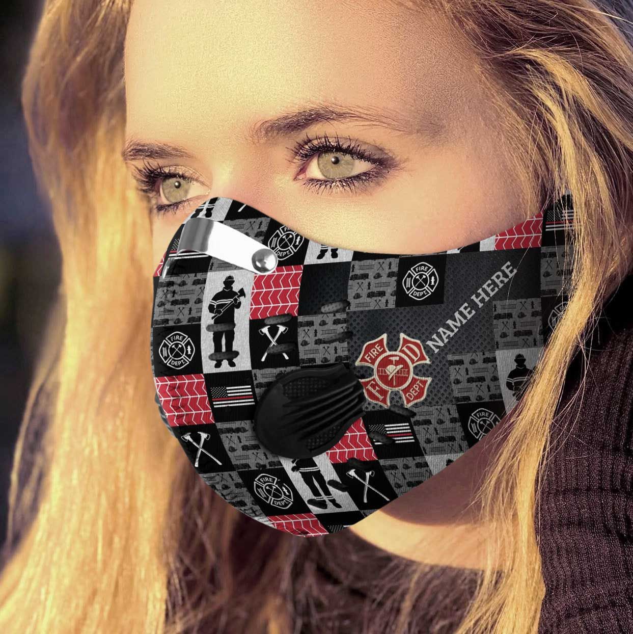 Personalized strong firefighter carbon pm 2,5 face mask 1