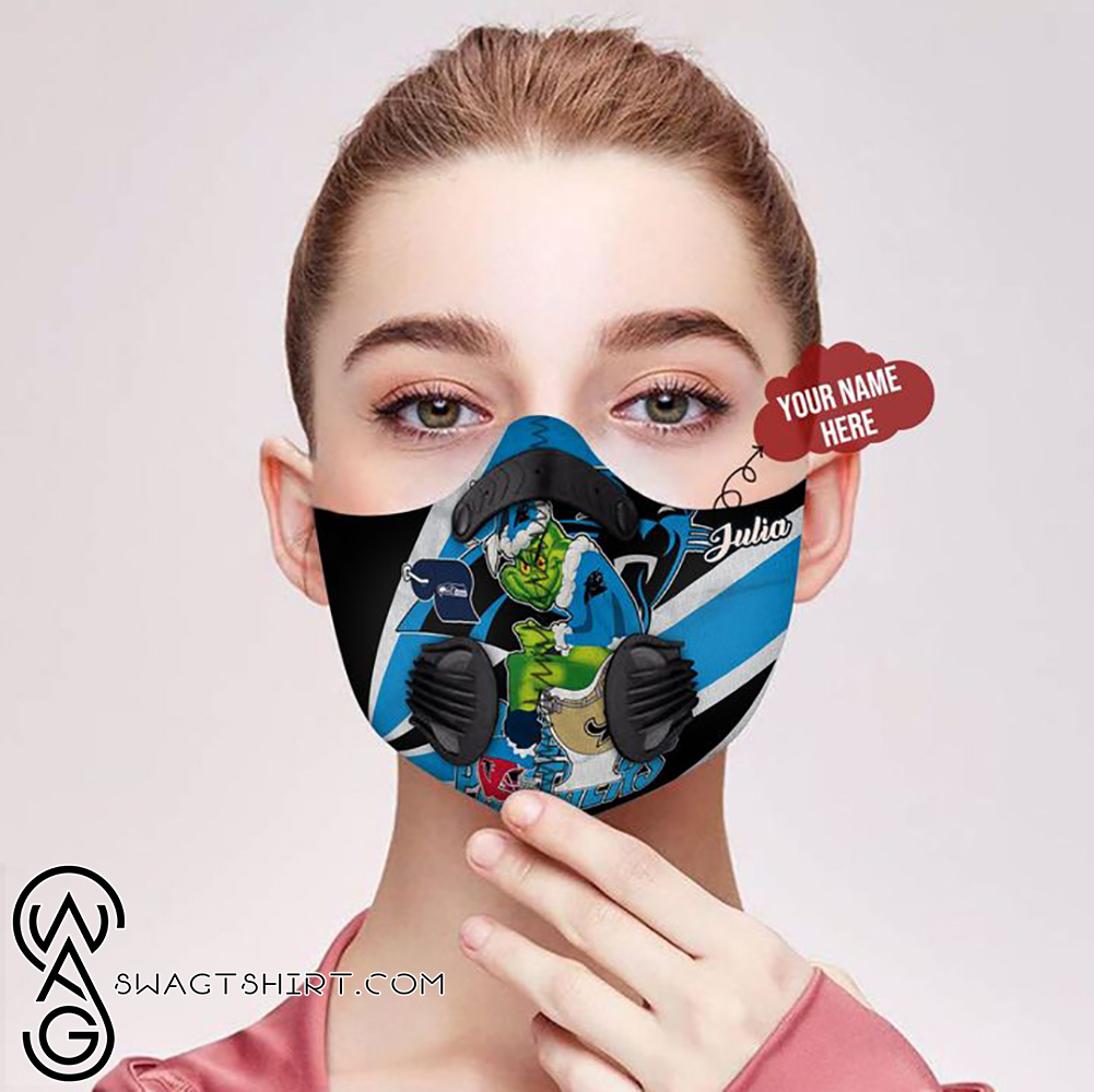 Personalized the grinch carolina panthers filter activated carbon face mask