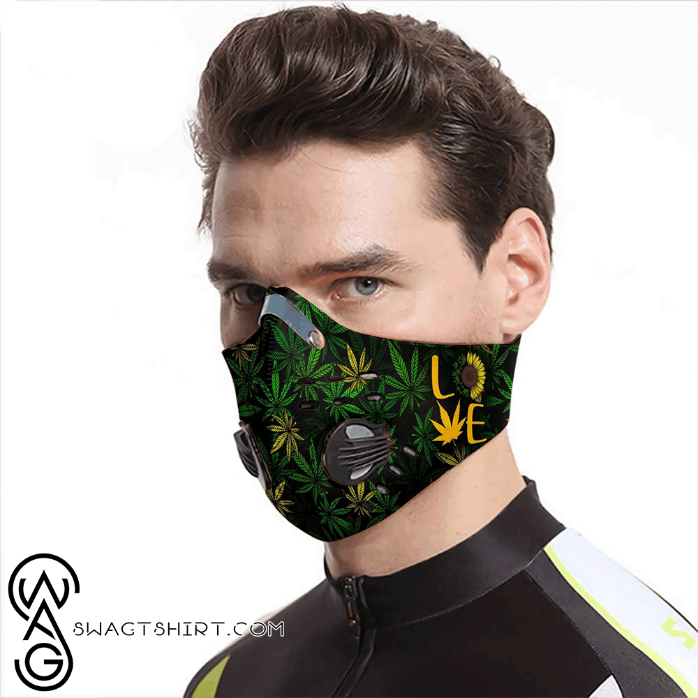 Sunflower cannabis weed leaf love carbon pm 2,5 face mask