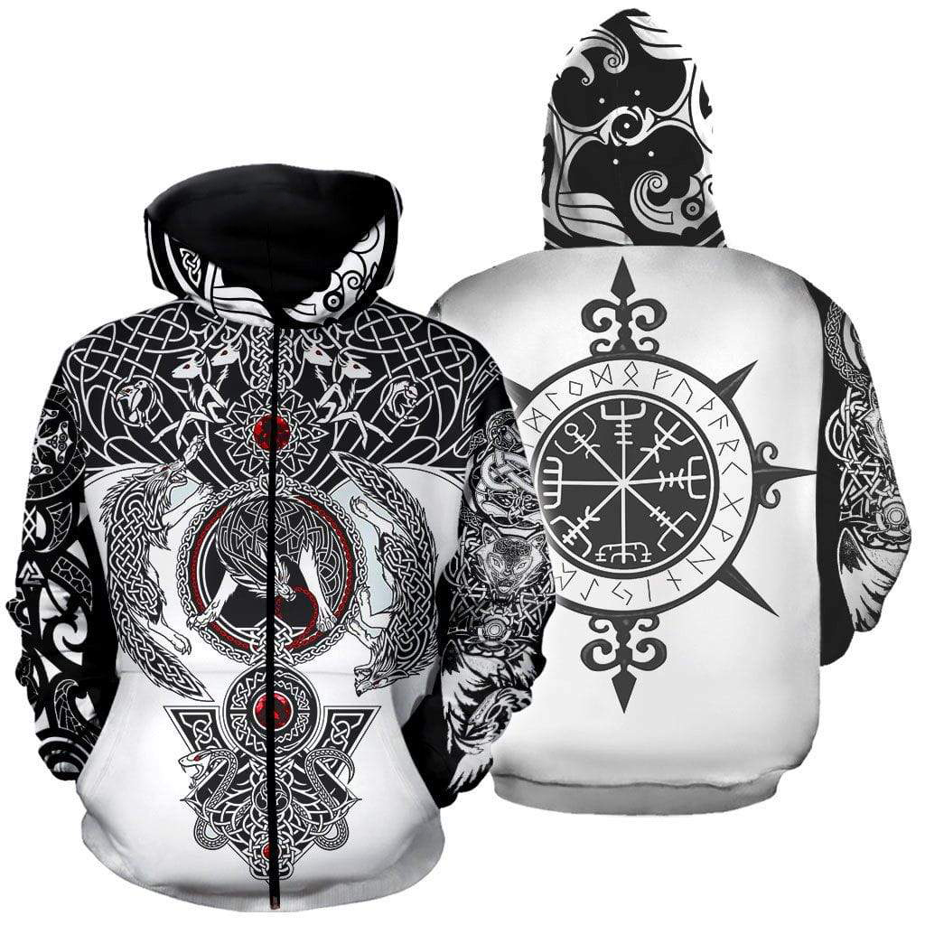 Viking fenrir tattoo full over print zip hoodie