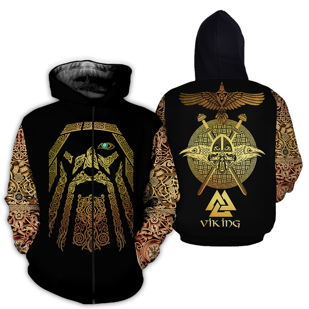 Viking odin full over print zip hoodie