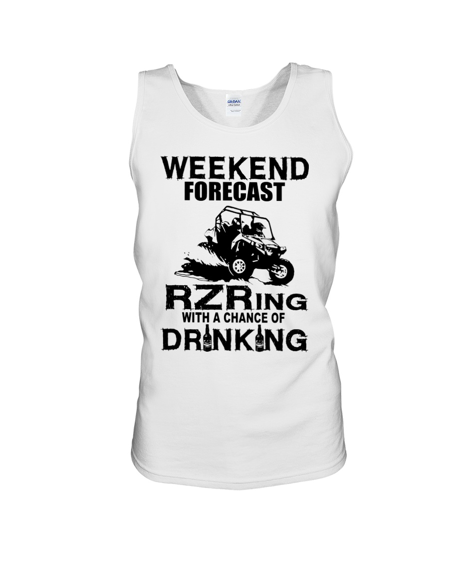 Weekend forecast rzring with a chance of drinking tank top
