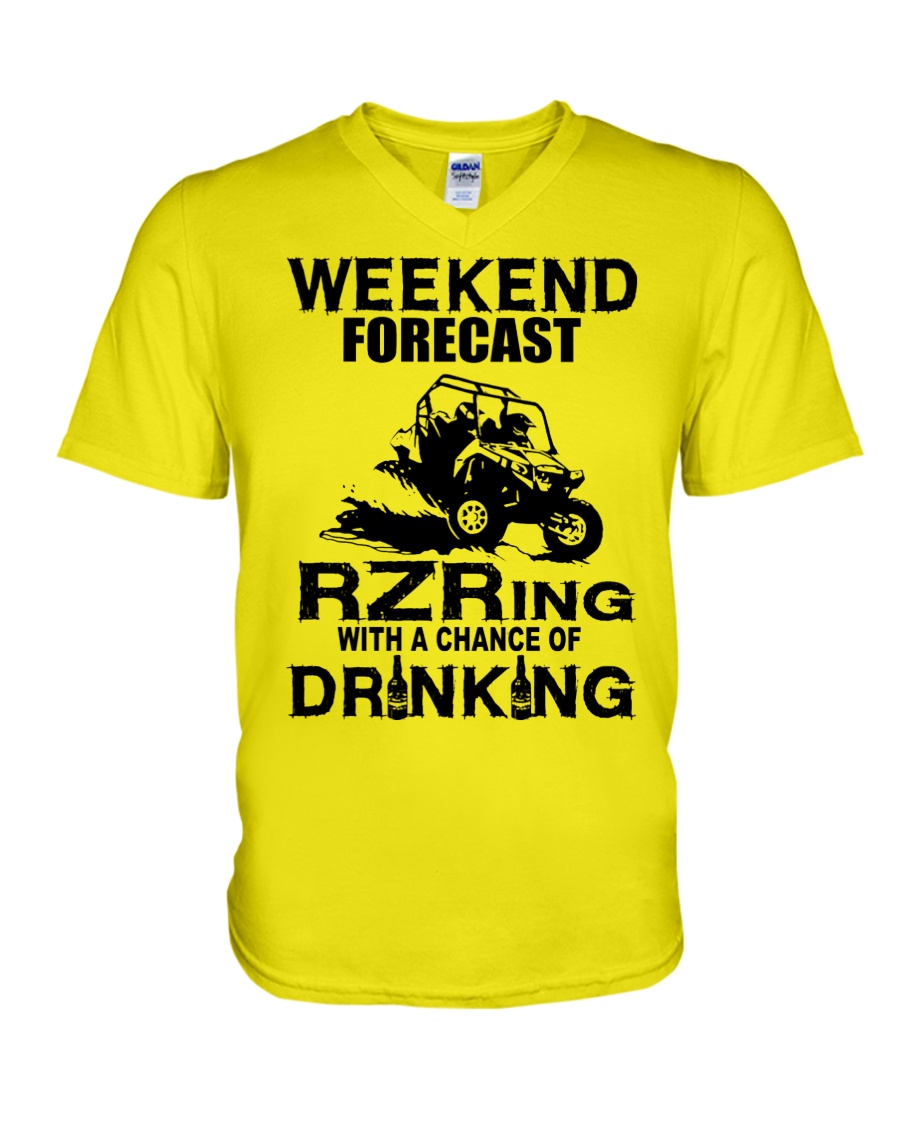 Weekend forecast rzring with a chance of drinking v-neck