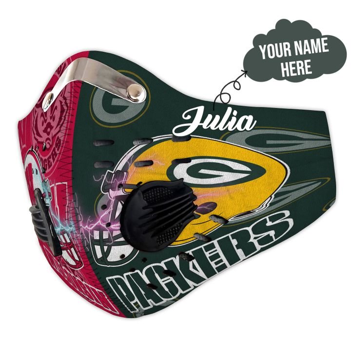Wisconsin badgers and green bay packers filter activated carbon face mask 2