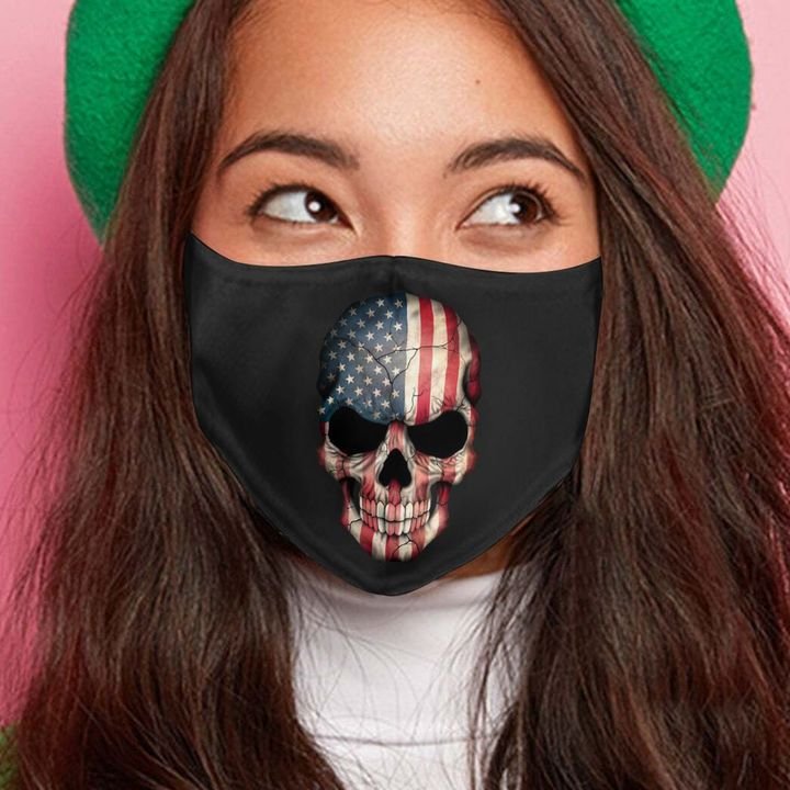 American flag skull anti-dust cotton face mask 3