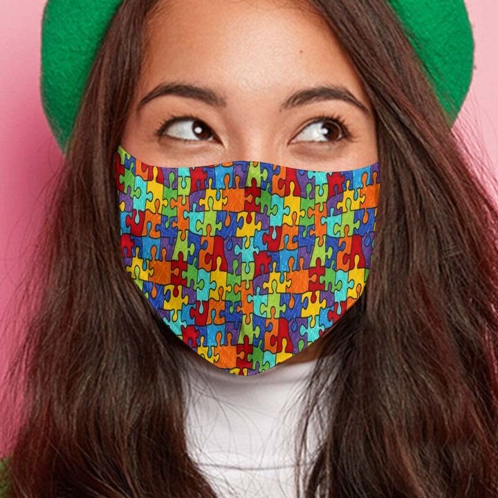 Autism awareness puzzle pieces anti-dust cotton face mask 2