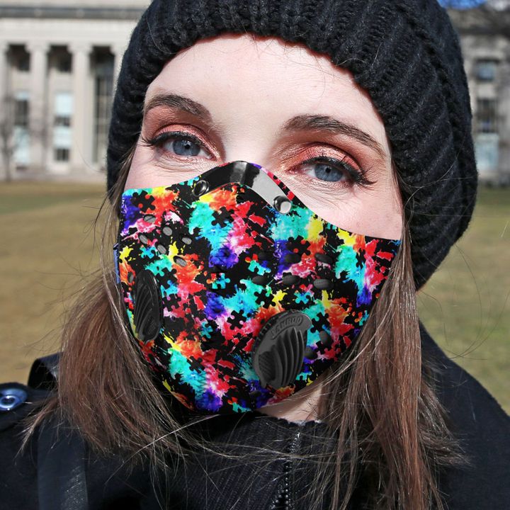 Autism awareness watercolor filter activated carbon face mask 3