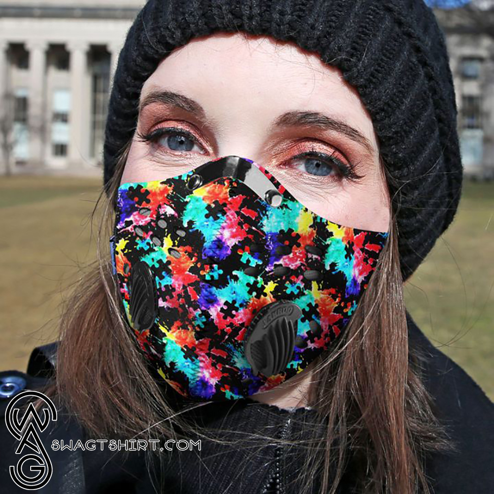 Autism awareness watercolor filter activated carbon face mask