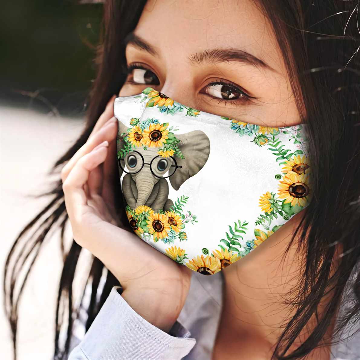 Baby elephant sunflower anti-dust cotton face mask 3