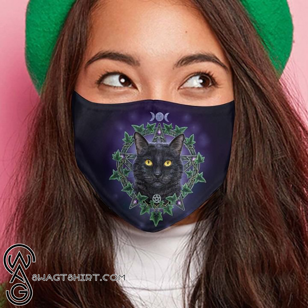 Black cat night anti-dust cotton face mask