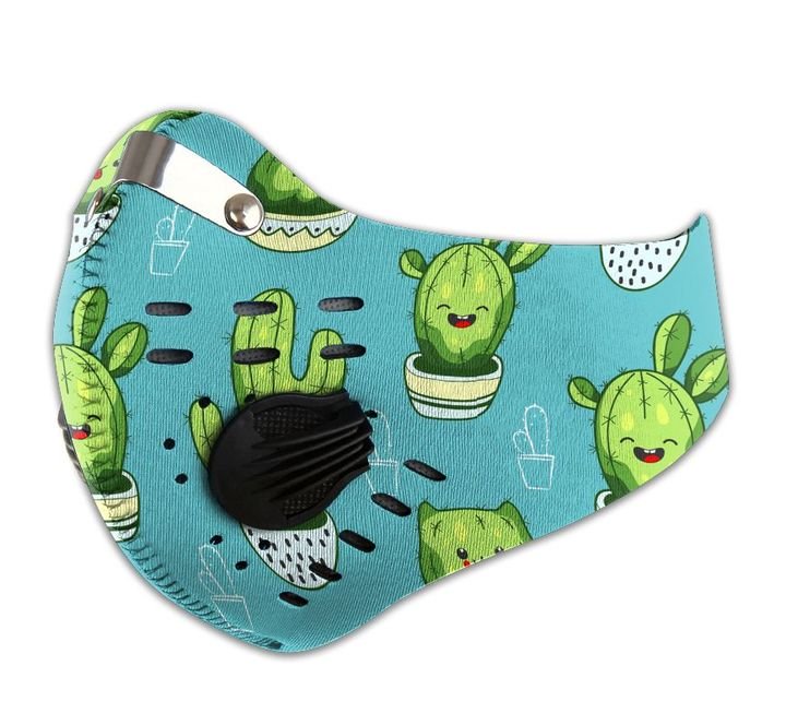 Blue cactus pattern filter activated carbon face mask 4