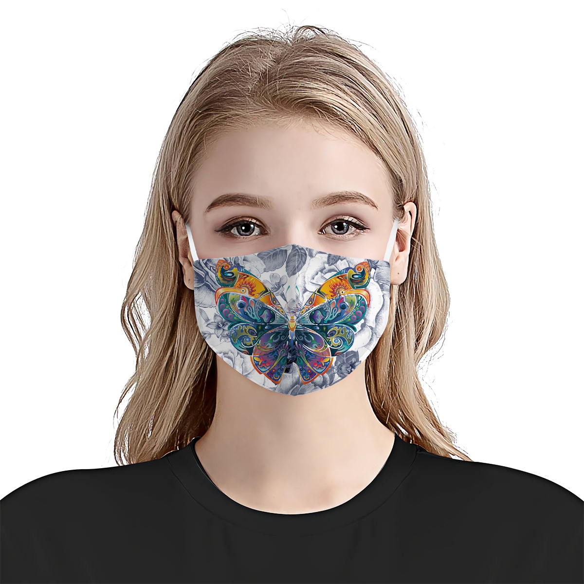 Butterfly colorful vintage anti-dust cotton face mask 4