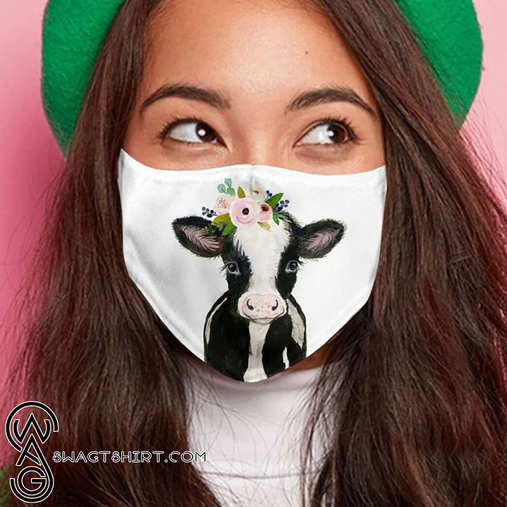 Floral baby cow anti-dust face mask