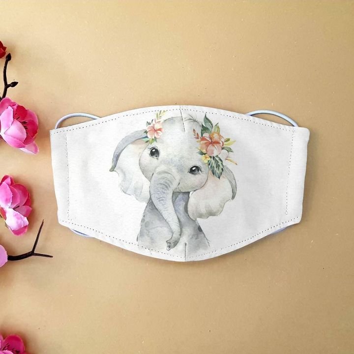 Floral baby elephant anti-dust cotton face mask 1