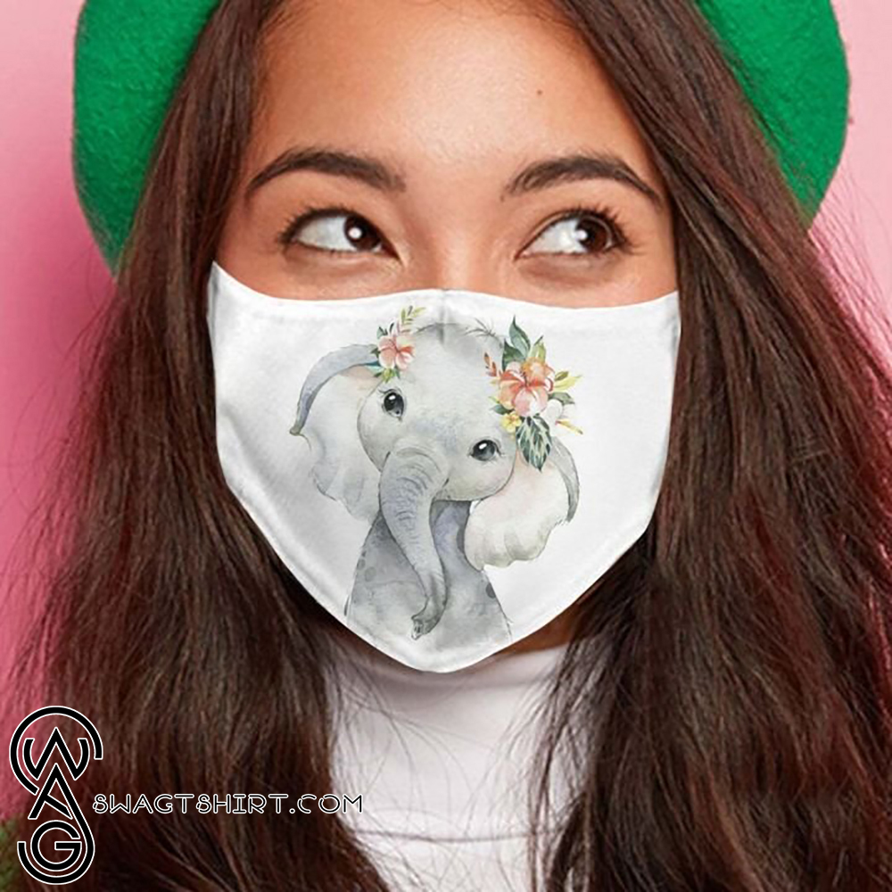 Floral baby elephant anti-dust cotton face mask
