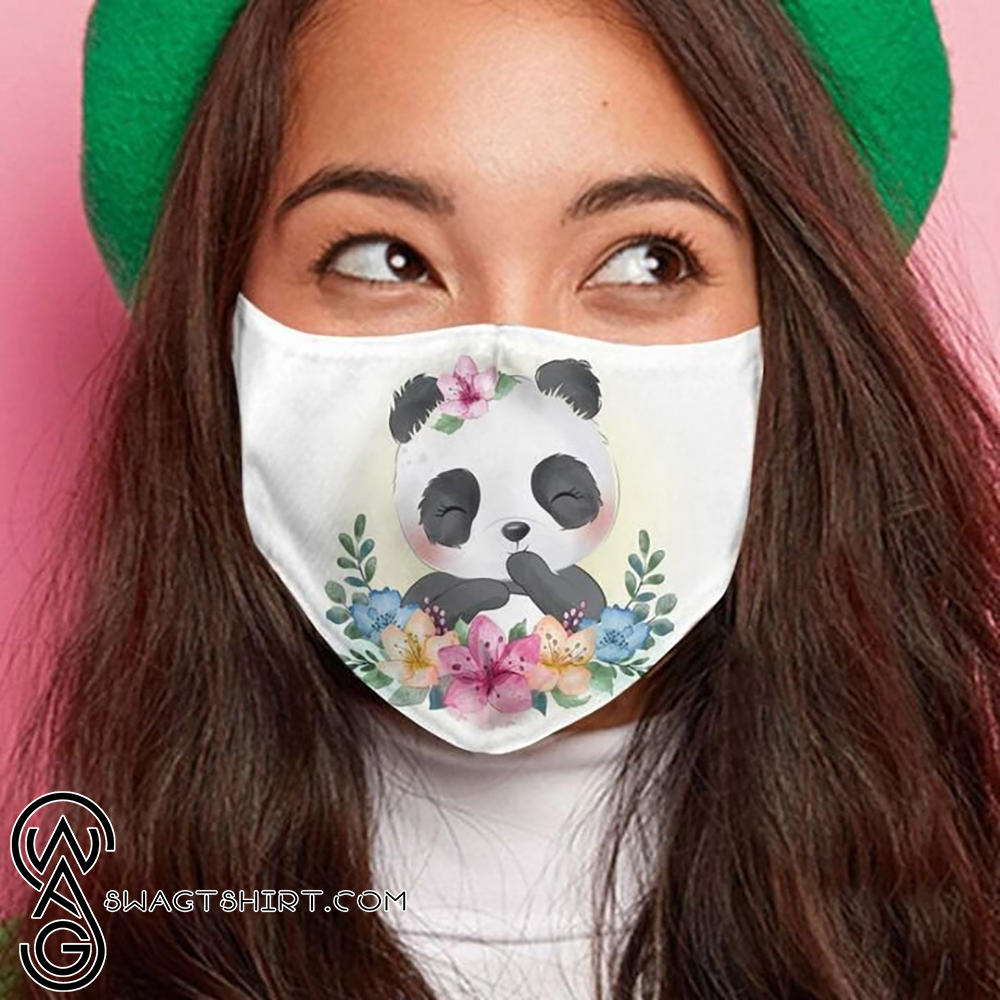 Floral little panda anti-dust cotton face mask