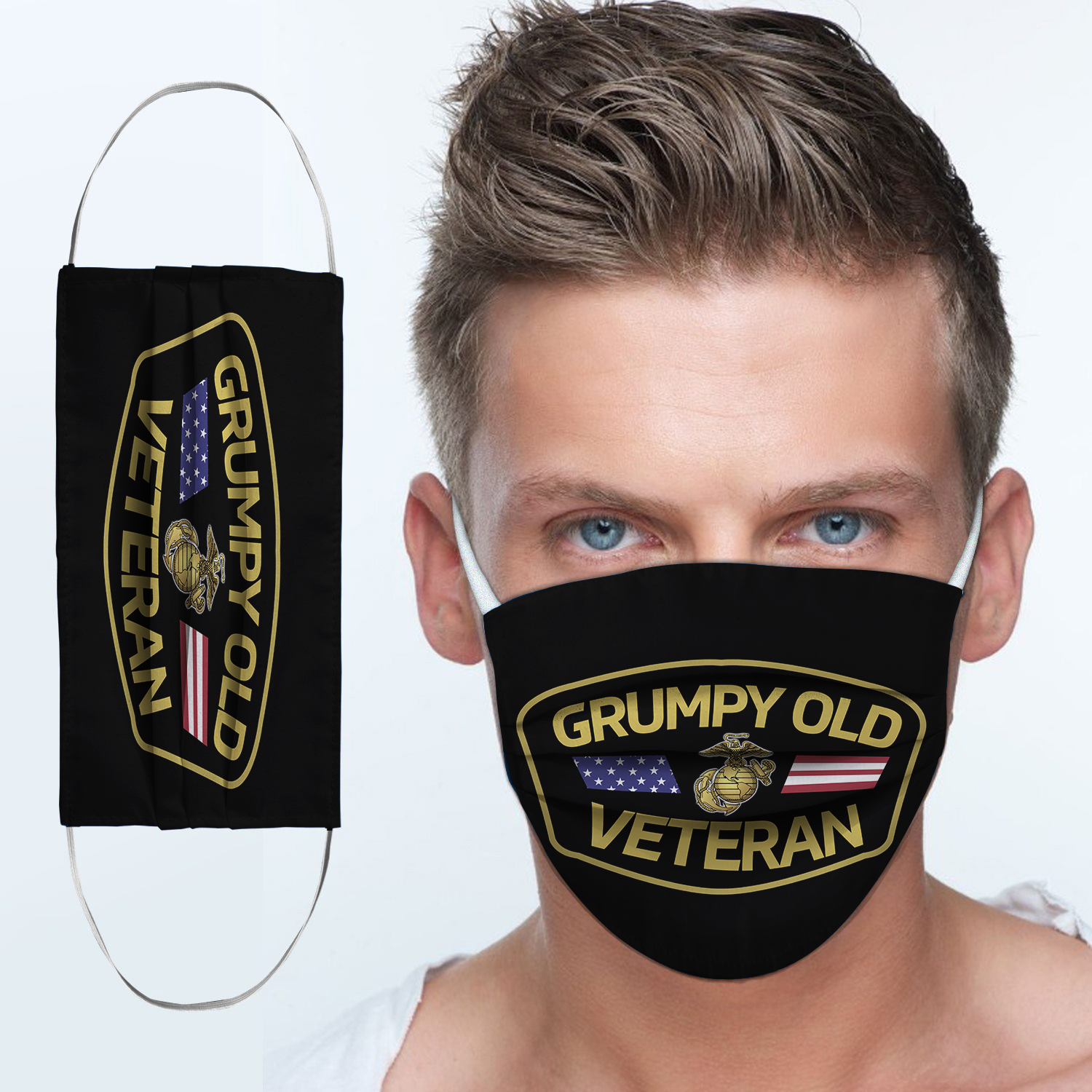 Grumpy old us marine corps veteran anti-dust cotton face mask 1