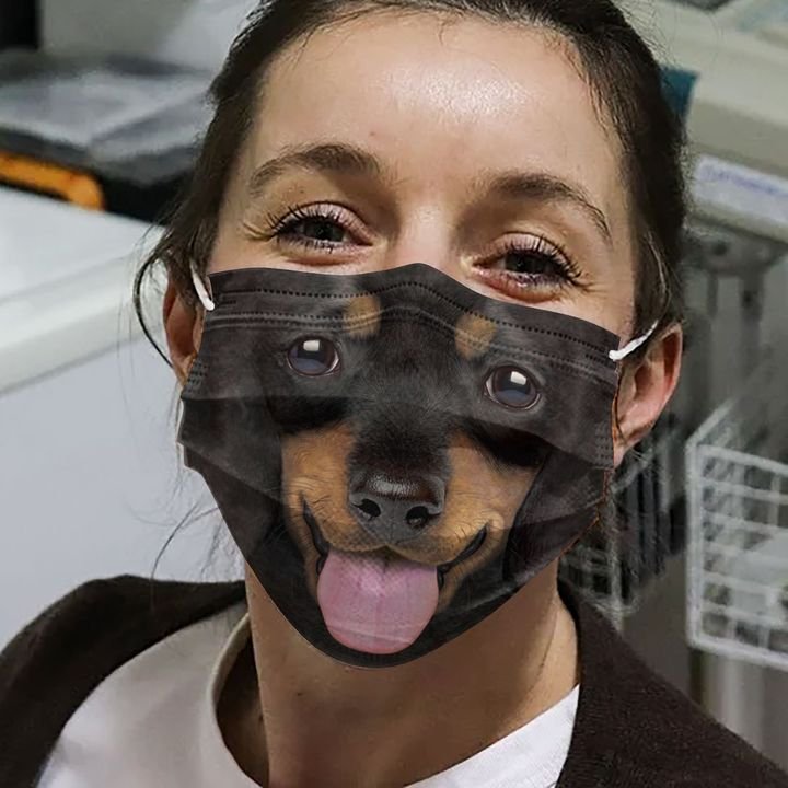 Happy dachshund face anti-dust cotton face mask 1
