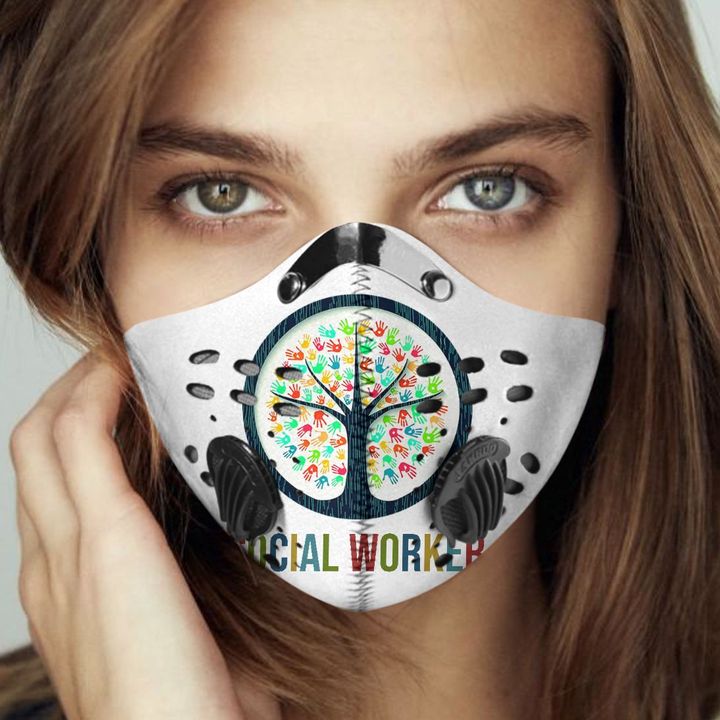 Social worker tree of life hands filter activated carbon face mask 1