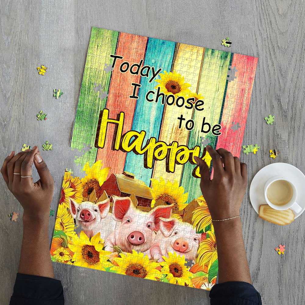 Sunflower today i choose to be happy pig jigsaw puzzle 2
