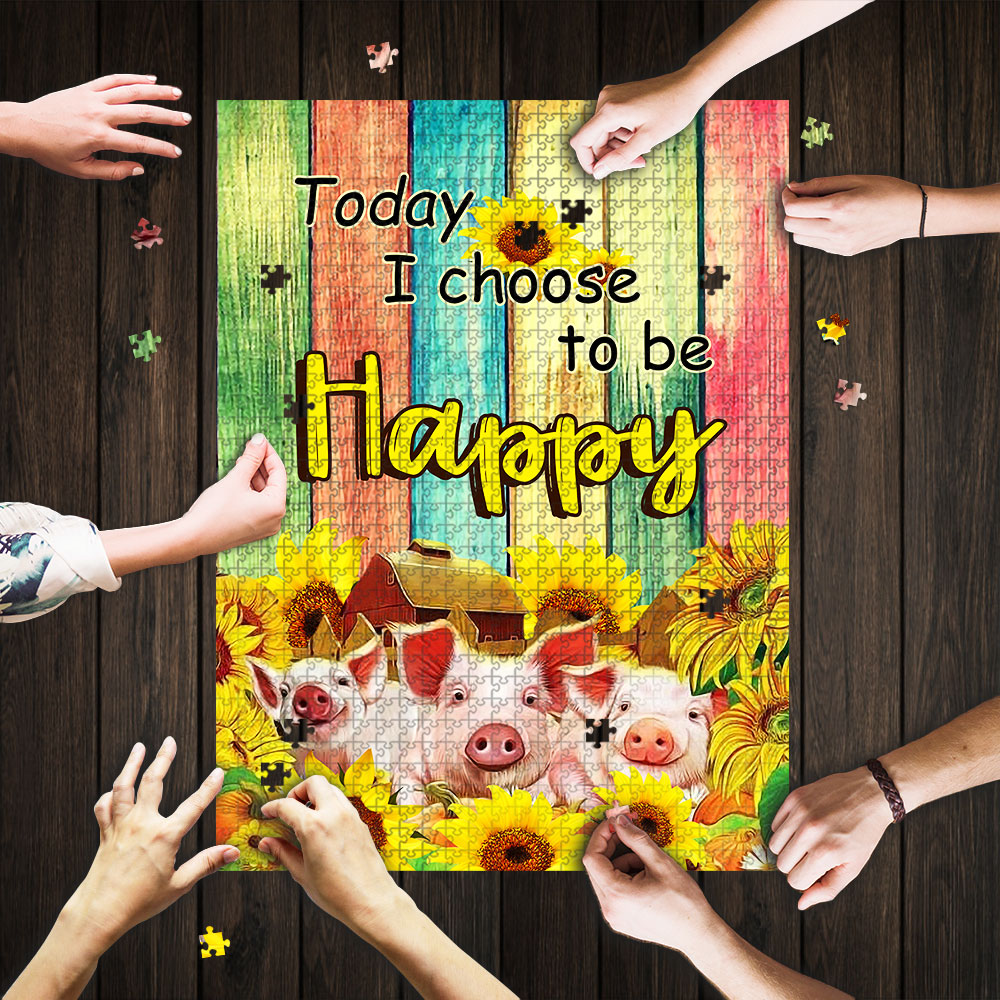 Sunflower today i choose to be happy pig jigsaw puzzle 4