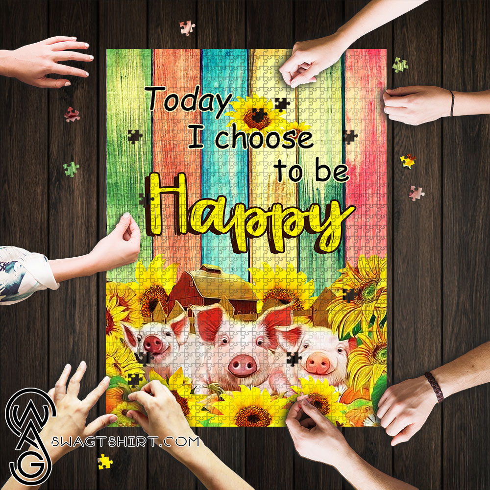 Sunflower today i choose to be happy pig jigsaw puzzle