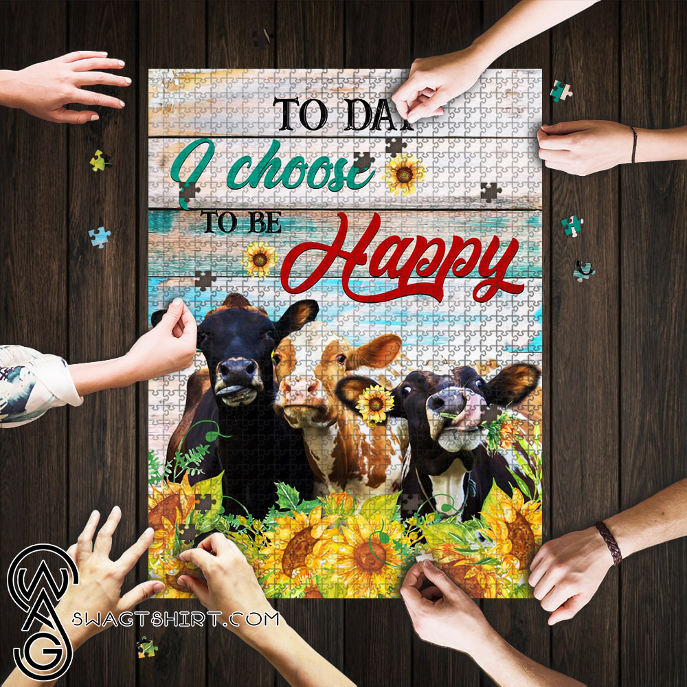 Today i choose to be happy cow jigsaw puzzle
