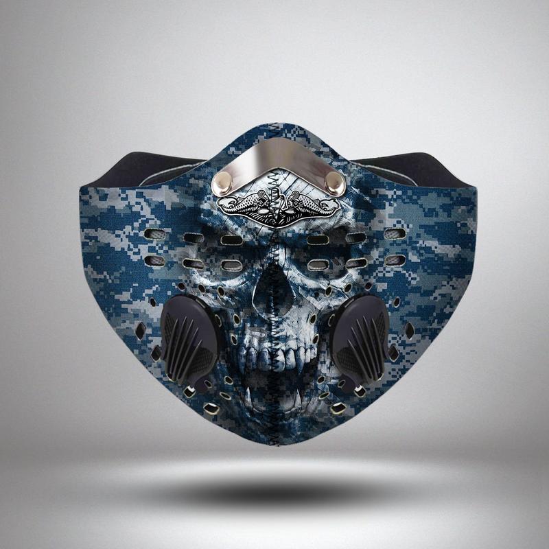 United states navy submarine force skull filter activated carbon face mask 2