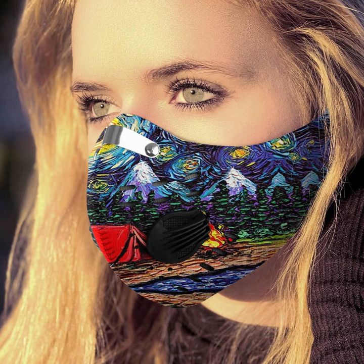 Vincent van gogh starry night camping filter activated carbon face mask 3
