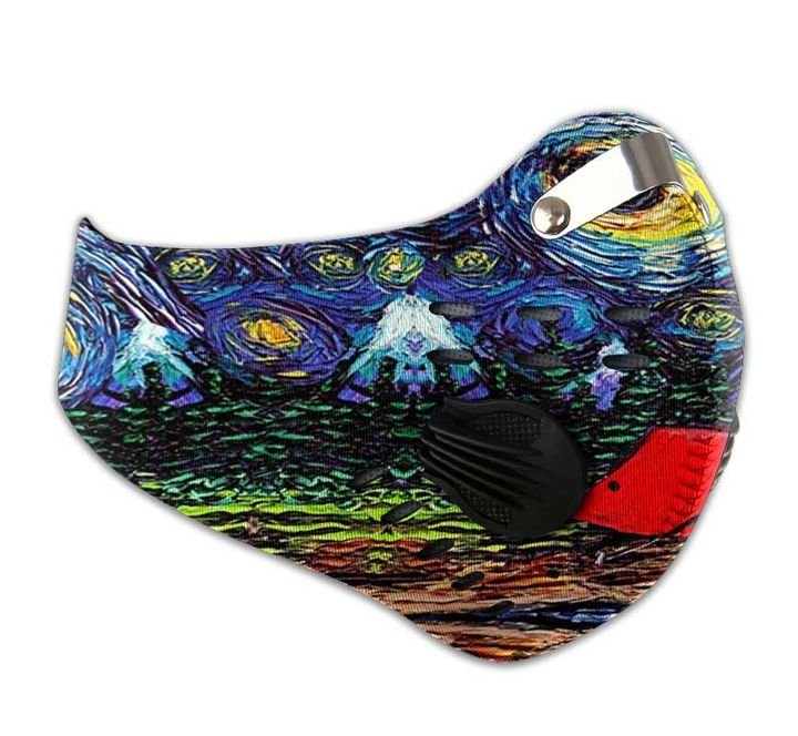 Vincent van gogh starry night camping filter activated carbon face mask 4