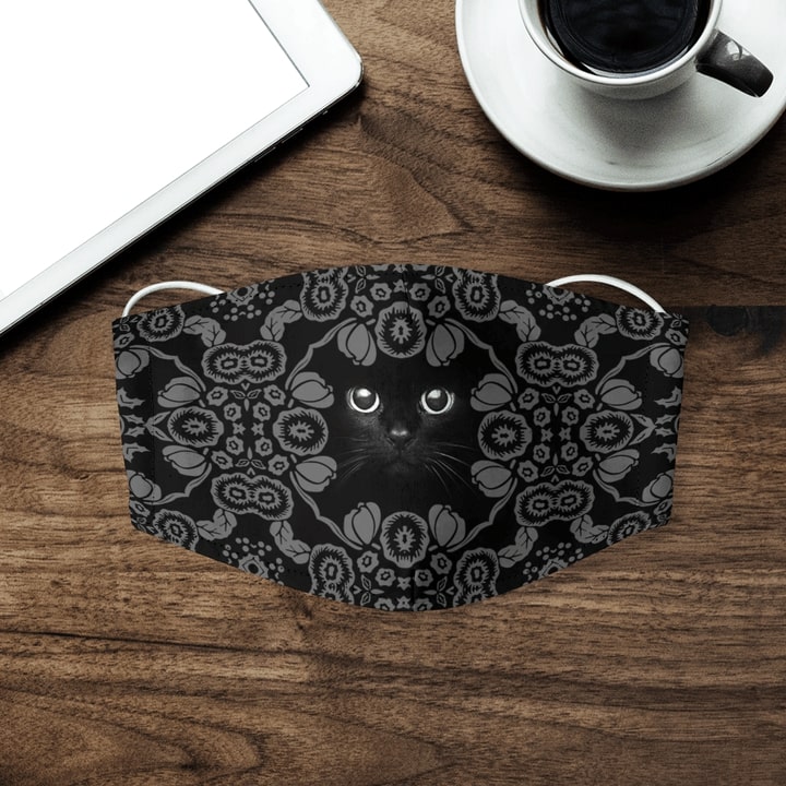 Vintage black cat anti-dust cotton face mask 1