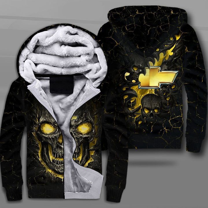 Chevrolet lava skull full printing fleece hoodie