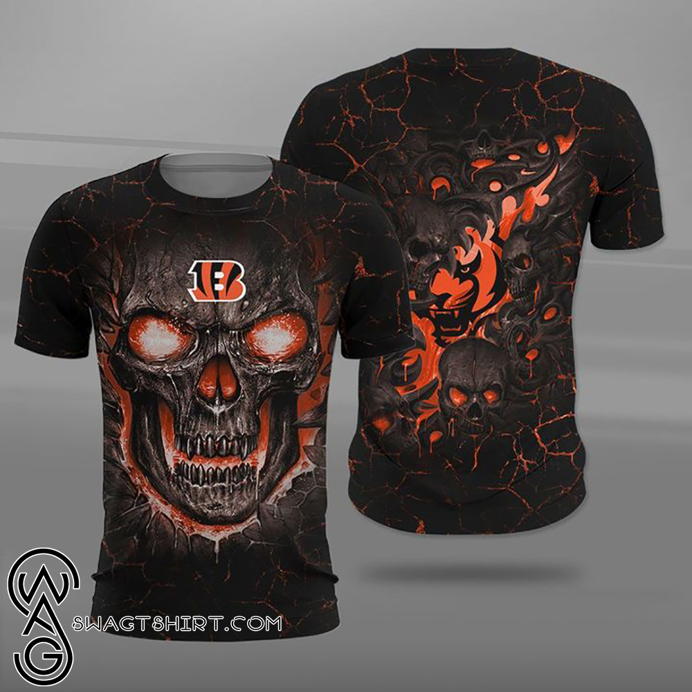 Cincinnati bengals lava skull full printing shirt