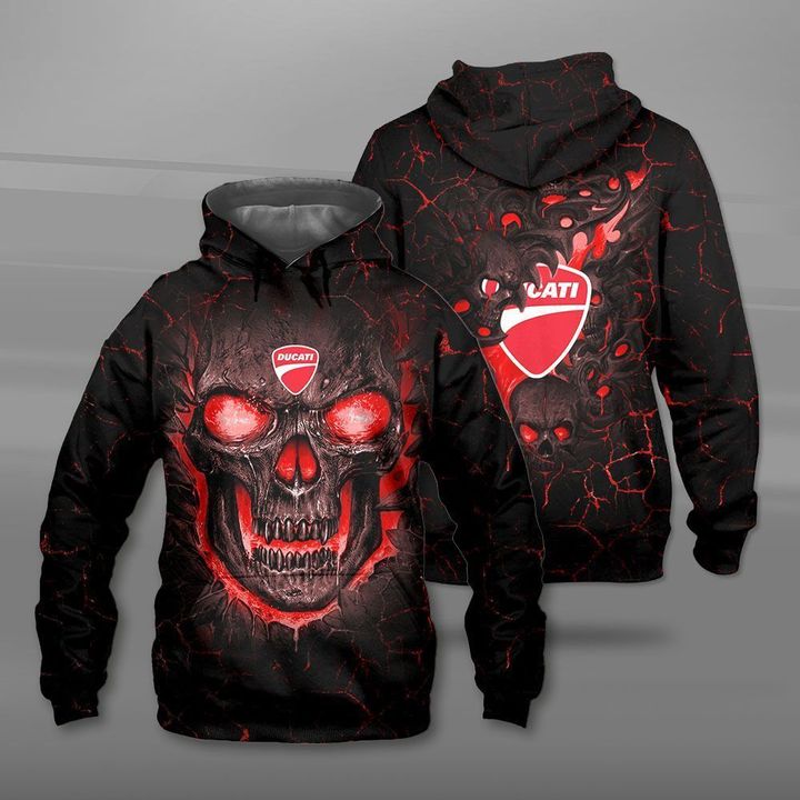 Ducati lava skull full printing hoodie