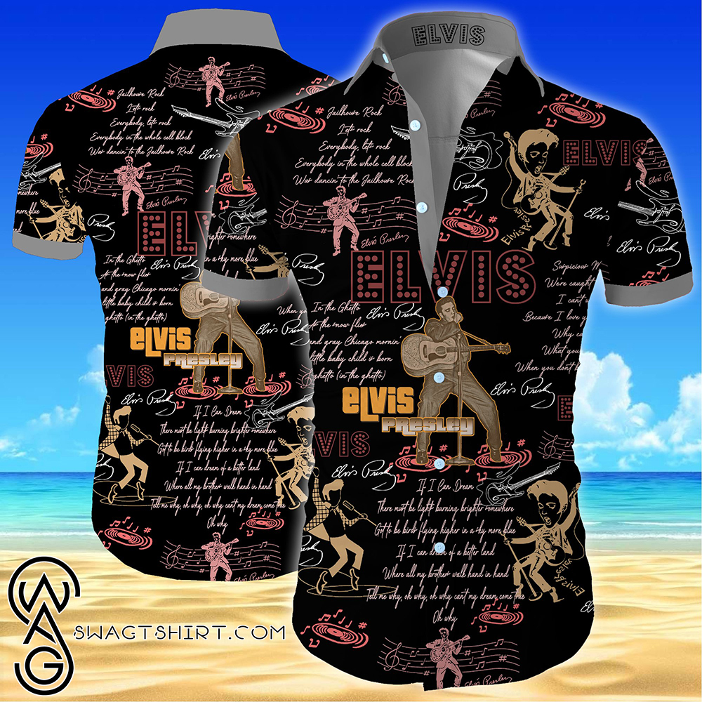 Elvis presley all over printed hawaiian shirt